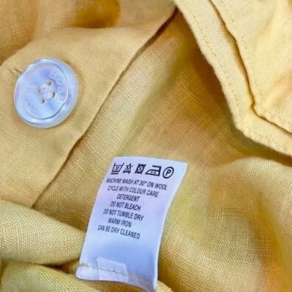 Hobbs London Linen Top Sleeveless Yellow Gold Ruffle Collar (10) - Picture 5 of 6